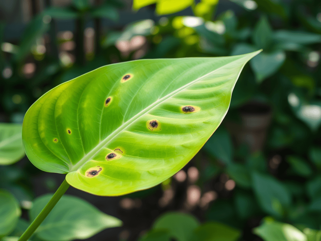 Brązowe plamy na liściach anturium – co robić?