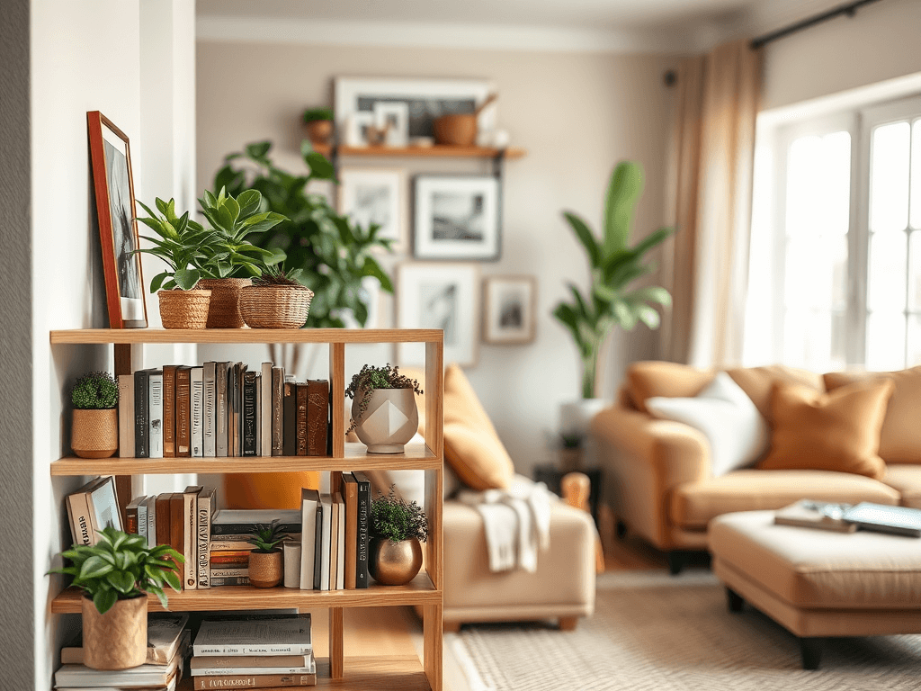 Co ustawić na półkach w salonie?