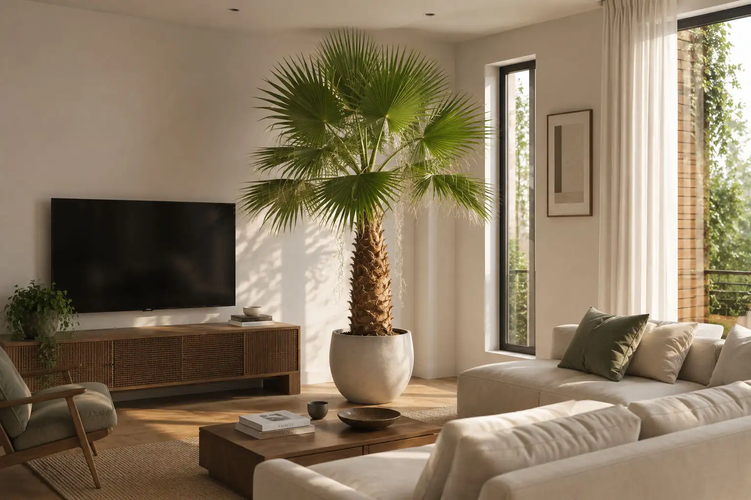 Palma waszyngtonia w salonie