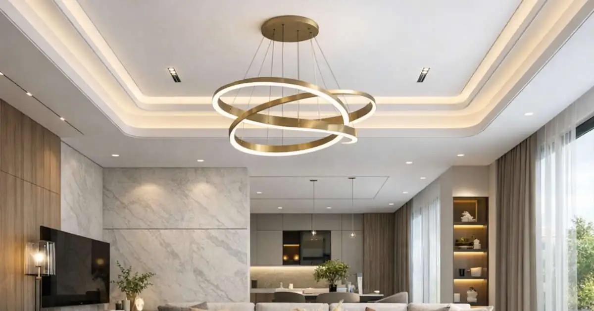 nowoczesny sufit w salonie