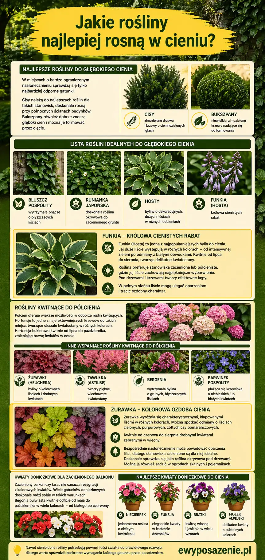 rośliny do cienia infografika
