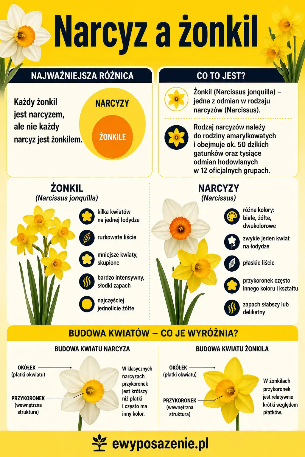 Czym się różni narcyz od żonkila infografika