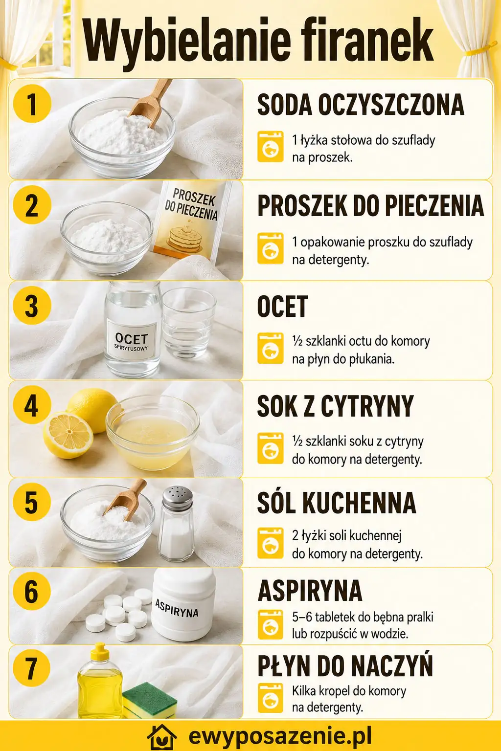 wybielanie firanek infografika