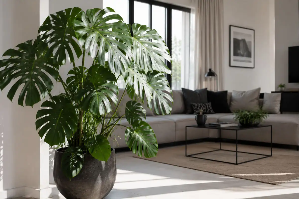 monstera w salonie
