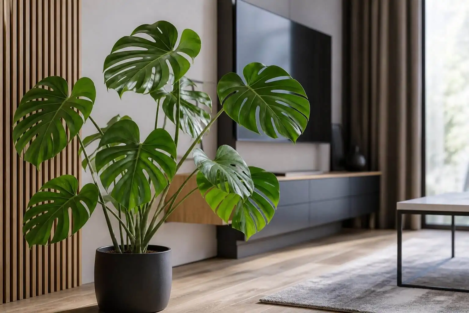 Kwiat monstera w salonie 