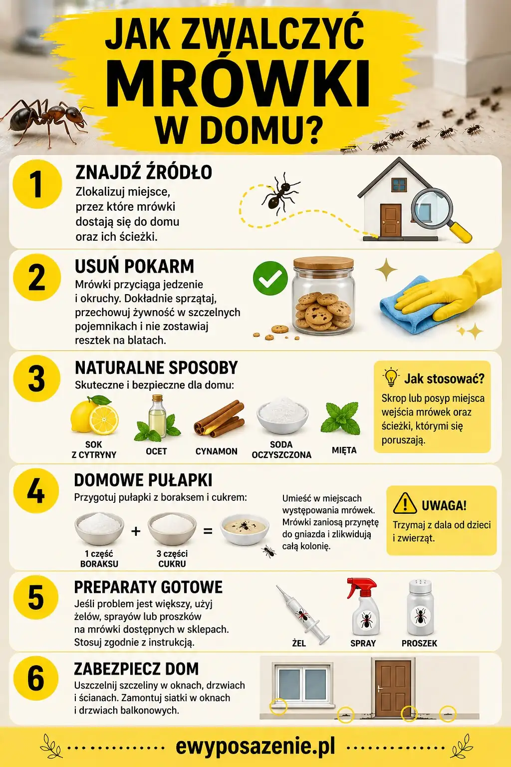 Jak pozbyć się mrówek z domu infografika