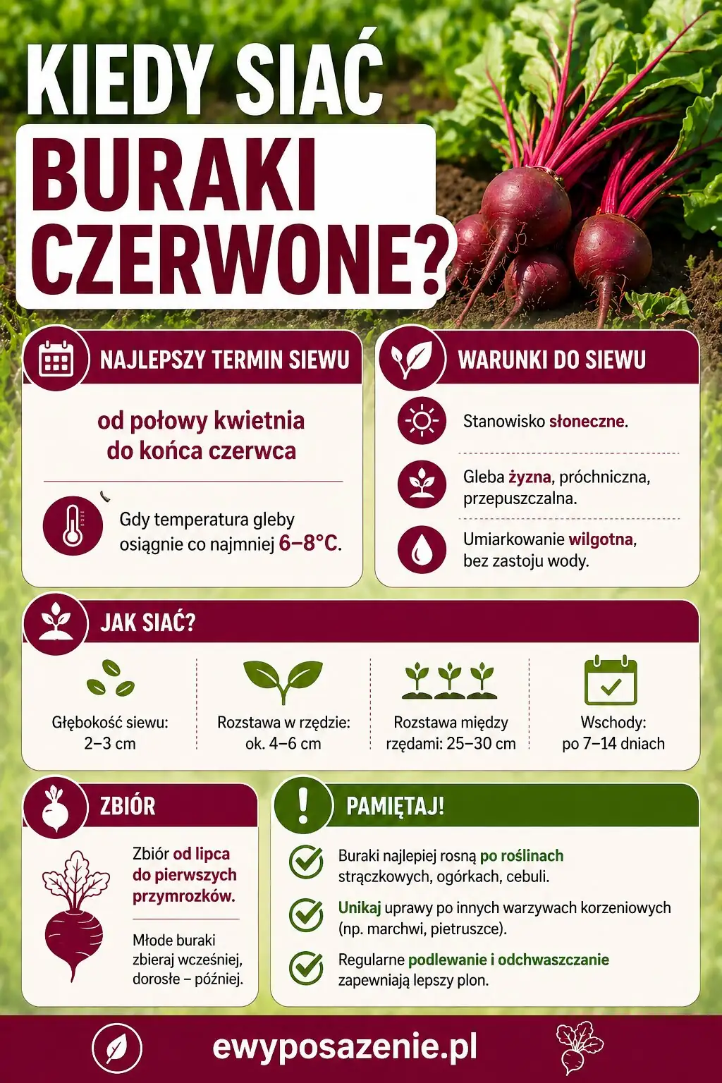 Kiedy siać buraki czerwone infografika