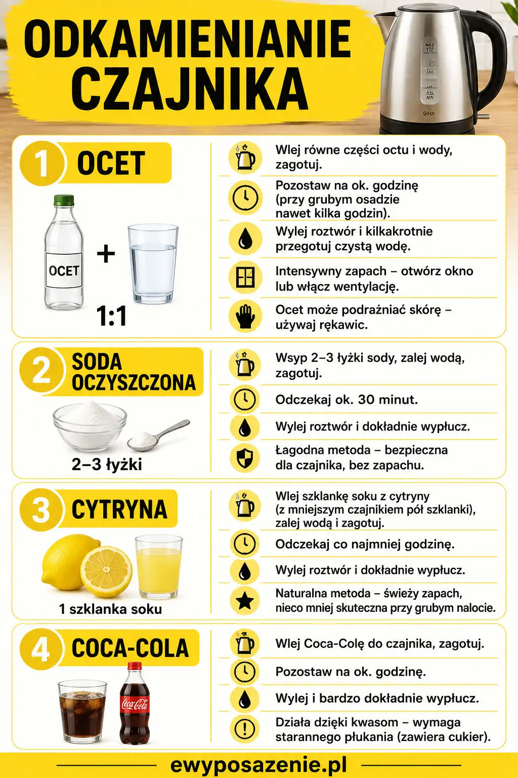 odkamienianie czajnika infografika