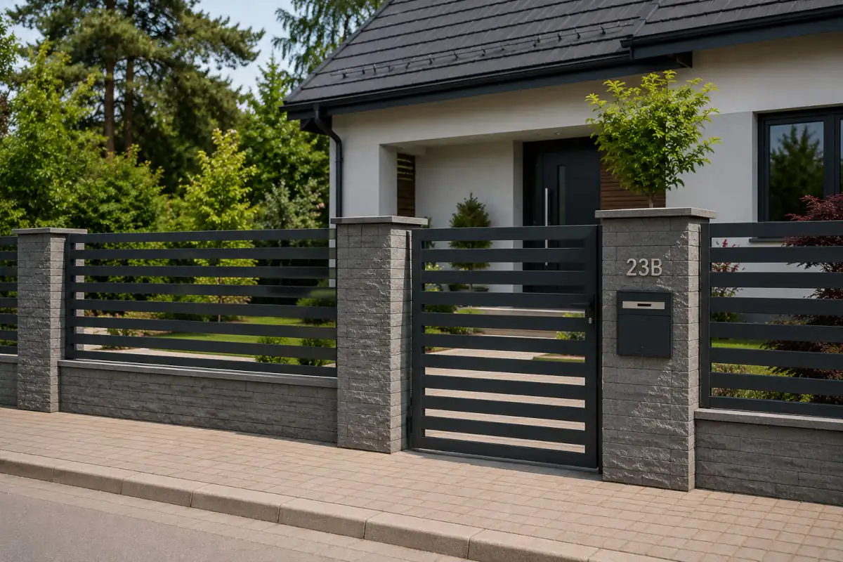 Ogrodzenie z prefabrykowanej podmurówki systemowej (wizualizacja)
