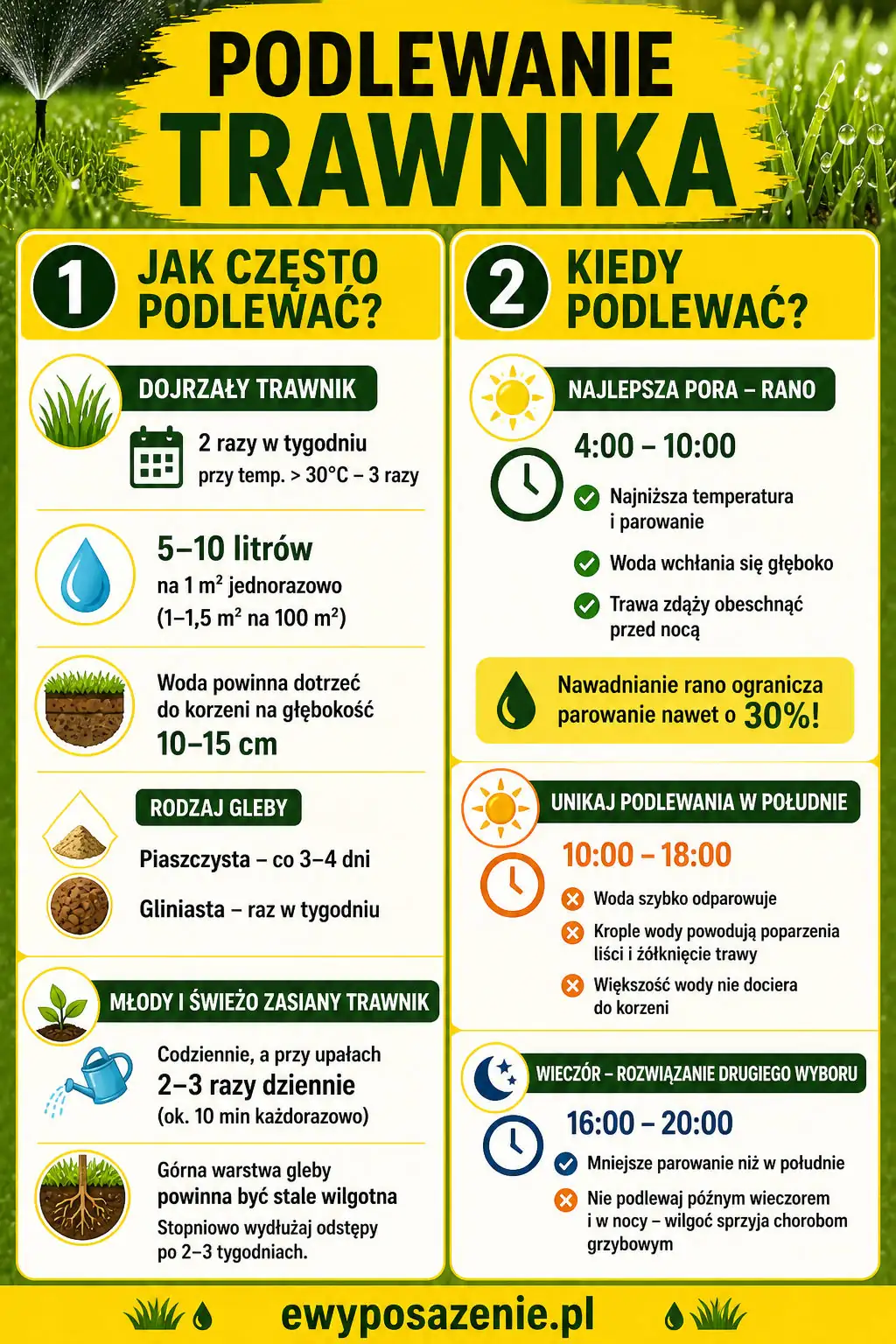podlewanie trawnika infografika