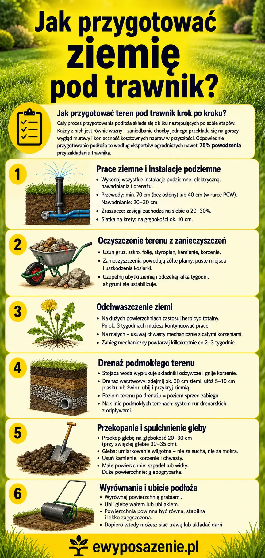 jaka ziemia pod trawnik infografika